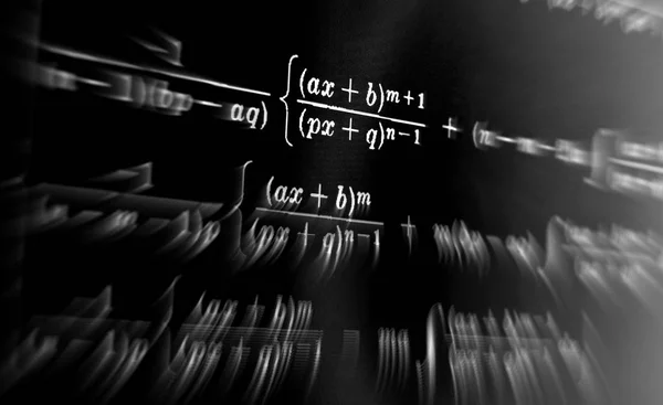 Gran Número Fórmulas Matemáticas Enfocan Zoom Fondo Negro —  Fotos de Stock