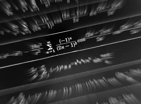 Большое Количество Математических Формул Фокусируют Зум Черном Фоне — стоковое фото