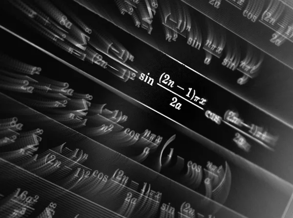 Large Number Mathematical Formulas Focus Zoom Black Background — Stock Photo, Image