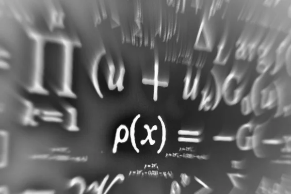 Large number of mathematical formulas focus zoom on a black background