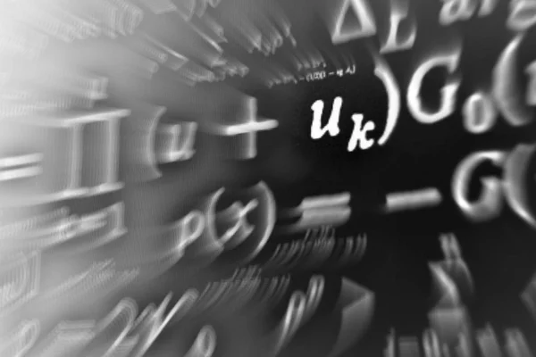 Matematiksel Formüller Odak Çok Sayıda Siyah Bir Arka Plan Üzerinde — Stok fotoğraf