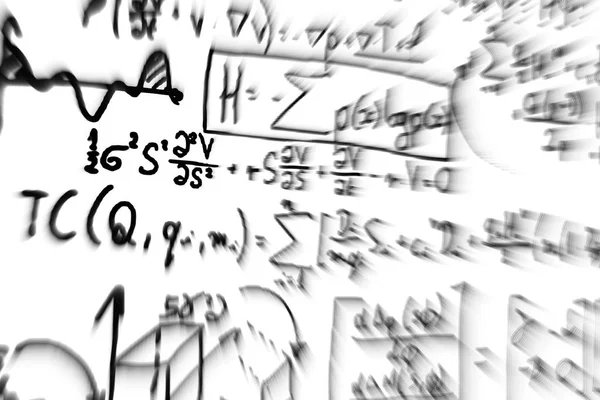 Velké Množství Matematických Vzorců Focus Zoom Bílém Pozadí — Stock fotografie