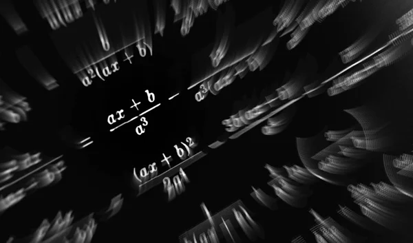 Grand Nombre Formules Mathématiques Concentrent Zoom Sur Fond Noir — Photo