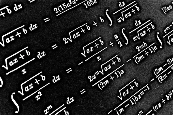 Grande Número Fórmulas Matemáticas Fundo Preto Hdr — Fotografia de Stock