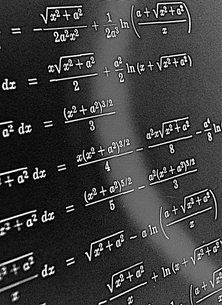 Grande Número Fórmulas Matemáticas Fundo Preto Hdr — Fotografia de Stock