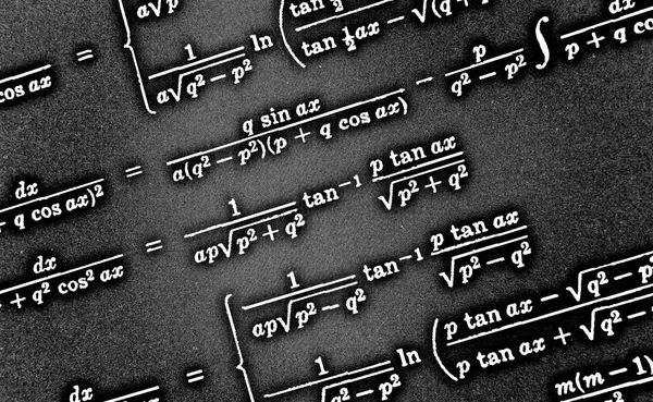 Große Anzahl Mathematischer Formeln Auf Schwarzem Hintergrund Hdr — Stockfoto