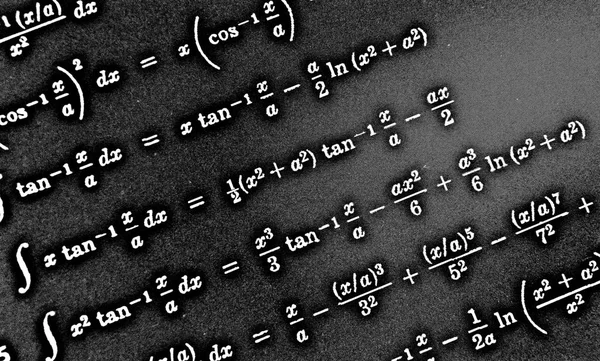 Mnoho Matematických Vzorců Černém Pozadí Hdr — Stock fotografie