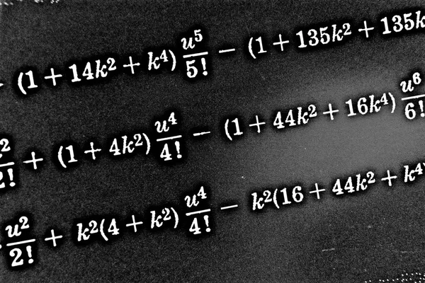 Grande Número Fórmulas Matemáticas Fundo Preto Hdr — Fotografia de Stock