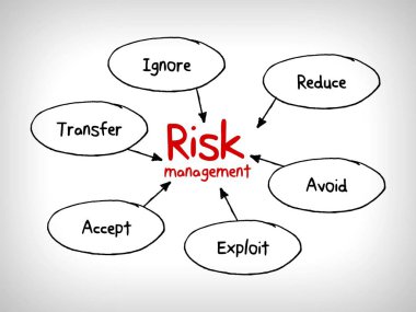 risk yönetimi stratejileri - yoksay, kabul, önlemek, azaltmak, aktarmak ve yararlanma 