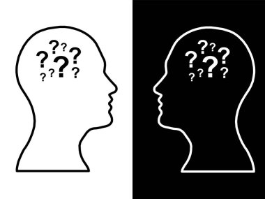 İki kişi, kavram soru, soyut beyin başkanları insan düşünme süreci 