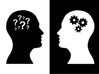 İki kişi kavramı dişli soru, beyin fırtınası, başkanları insan düşünme süreci 