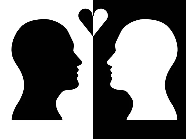 Heads Two People Abstract Brain Concept Love Process Human Thinking — Stock Photo, Image