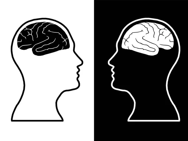 Κεφάλια Των Δύο Ανθρώπων Αφηρημένη Εγκέφαλο Για Την Ιδέα Διαδικασία — Φωτογραφία Αρχείου