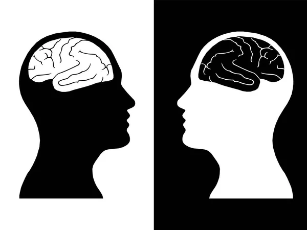 Hoofden Van Twee Mensen Abstracte Hersenen Voor Concept Idee Verwerken — Stockfoto