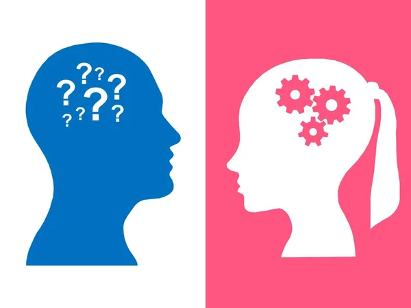 Κεφάλια Των Δύο Ανθρώπων Brainstorming Έννοια Εργαλείων Ερώτηση Διαδικασία Ανθρώπινης — Φωτογραφία Αρχείου