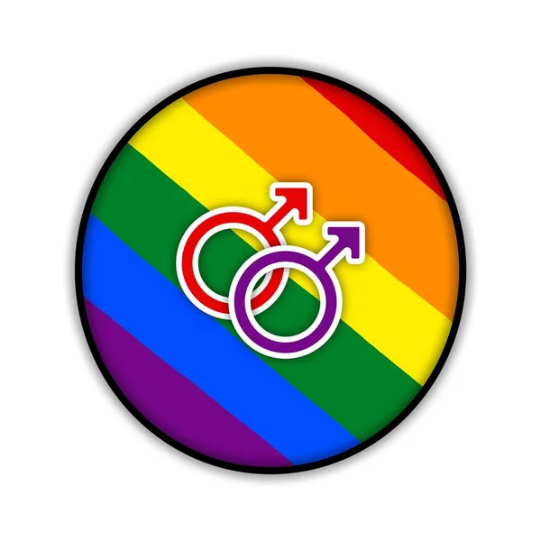 虹ゲイ カップル プライド性的少数者 同性愛者 レズビアンの二人を象徴する旗丸 — ストック写真