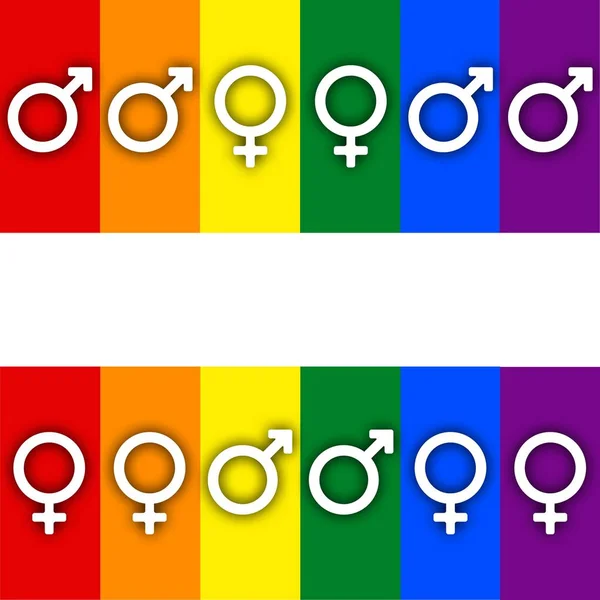 彩虹同性恋骄傲旗帜旗帜 性少数的象征 同性恋和女同性恋 男人和女人 — 图库照片