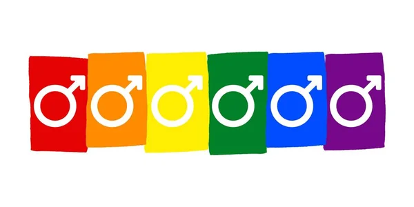 虹のゲイプライド旗バナー 性的少数者 同性愛者 レズビアン 男のシンボル — ストック写真