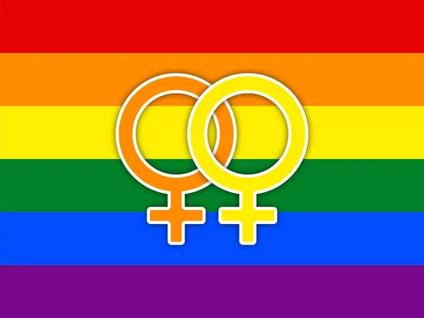 Gay couple with multicolored rainbow flag love, LGBT couple symbol, two woman symbol