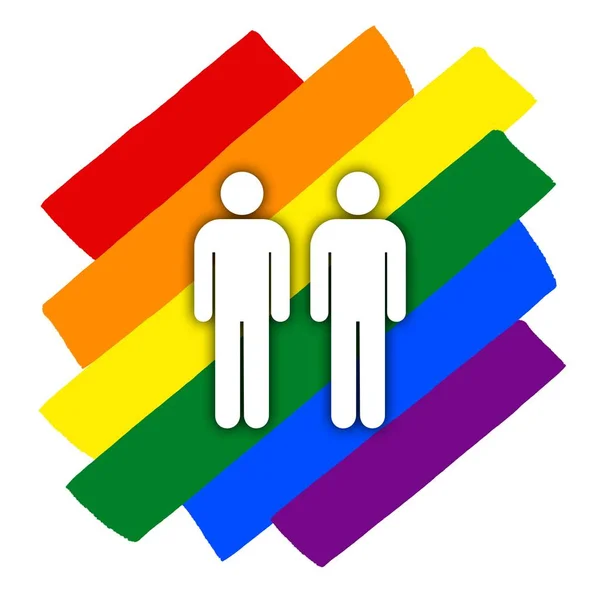 Rainbow Gay Par Pride Flaggan Sneda Symbol För Sexuella Minoriteter — Stockfoto