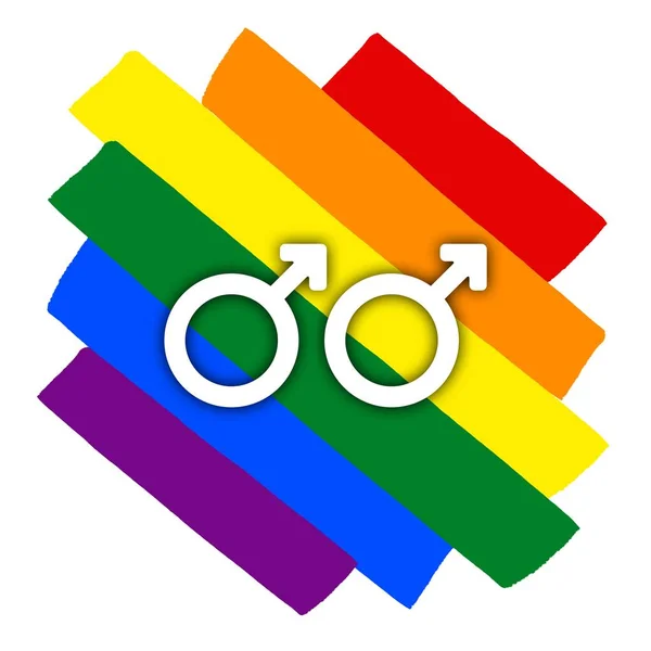 Szivárvány Meleg Pár Pride Lobogó Ferde Szexuális Kisebbségek Melegek Leszbikusok — Stock Fotó