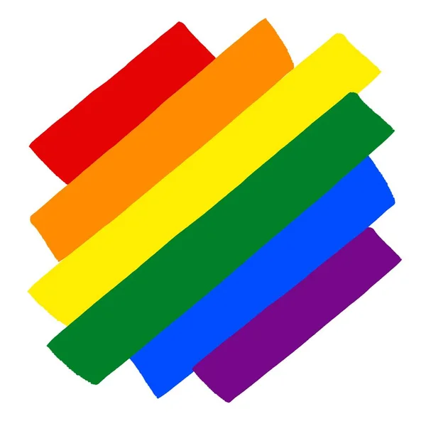 Gökkuşağı Gay Çift Bayrak Eğik Cinsel Azınlıkların Gey Lezbiyenlerin Sembolü — Stok fotoğraf