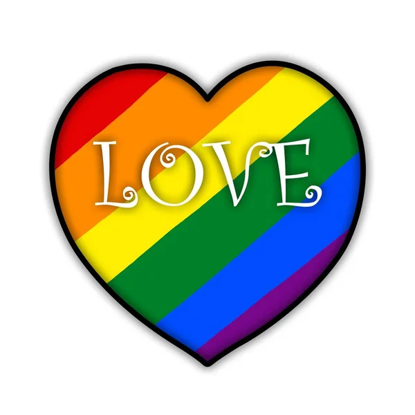 Rainbow Gay Pride Vlajka Srdce Symbol Sexuálních Menšin Gayové Lesbičky — Stock fotografie