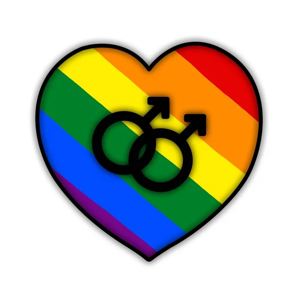 Arco Iris Gay Pareja Orgullo Bandera Corazón Símbolo Las Minorías — Foto de Stock
