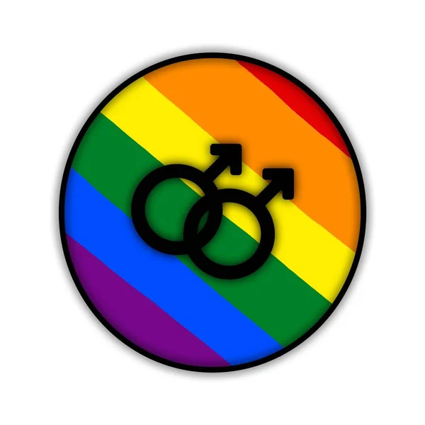 Rainbow Gay Couple Pride Flag Circle Symbol Sexual Minorities Gays — Stock Photo, Image