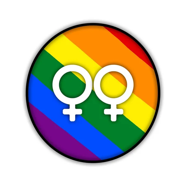 Szivárvány Meleg Pár Pride Lobogó Kör Szimbólum Szexuális Kisebbségek Melegek — Stock Fotó