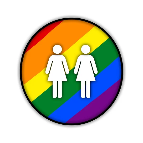 Rainbow Gay Couple Pride Flag Circle Symbol Sexual Minorities Gays — Stock Photo, Image