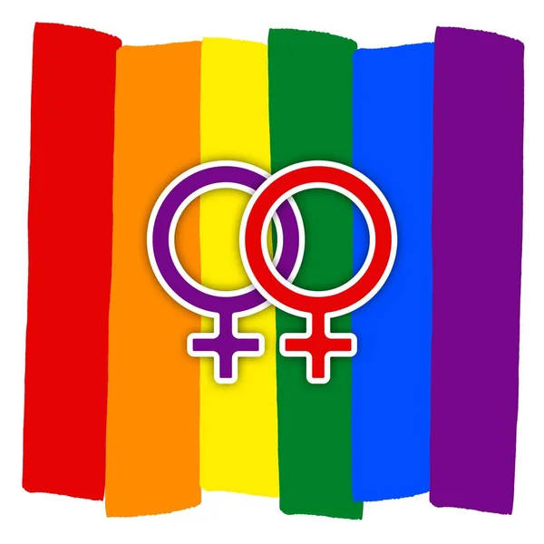 Homosexuell Paar Mit Bunten Regenbogenfahne Liebe Lgbt Paar Symbol Zwei — Stockfoto