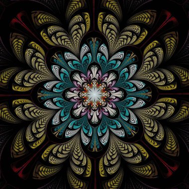 Güzel fraktal mandala, çiçek ya da kelebek, dijital sanat yaratıcı grafik tasarım için. Oluşturulan bilgisayar grafikleri.
