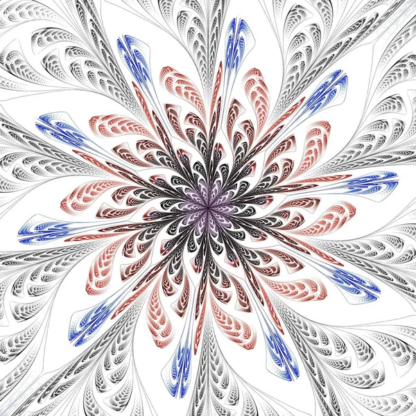 Schöne Symmetrische Fraktale Blaue Mandala Blume Oder Schmetterling Digitale Kunstwerke — Stockfoto