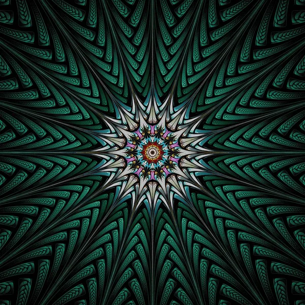 Vackra Symmetriska Fractal Mandala Blomma Eller Fjäril Digitala Konstverk För — Stockfoto
