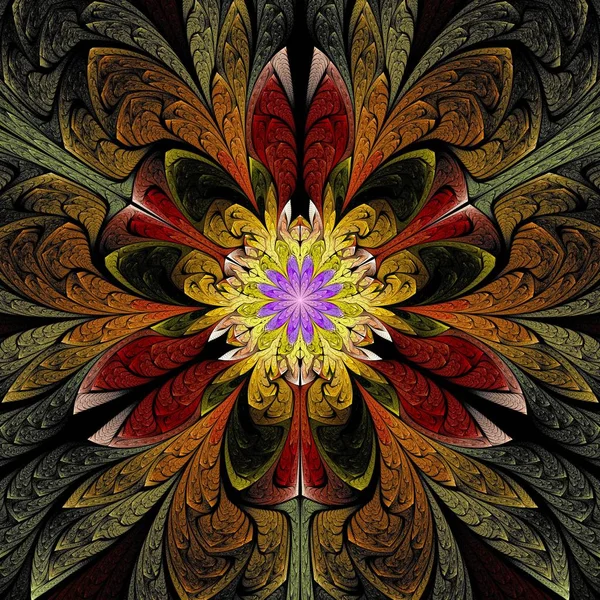 Beautiful Symmetrical fractal mandala, flower or butterfly, digital artwork for creative graphic design. Computer generated graphics.