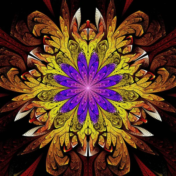 Indah Symmetrical Fractal Mandala Bunga Atau Kupu Kupu Digital Artwork — Stok Foto