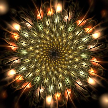 Güzel simetrik fraktal mandala, çiçek ya da kelebek, dijital sanat yaratıcı grafik tasarım için. Oluşturulan bilgisayar grafikleri.