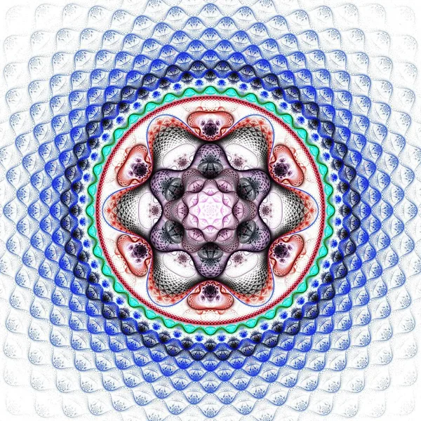 Vackra Symmetriska Fractal Blå Mandala Blomma Eller Fjäril Digitala Konstverk — Stockfoto