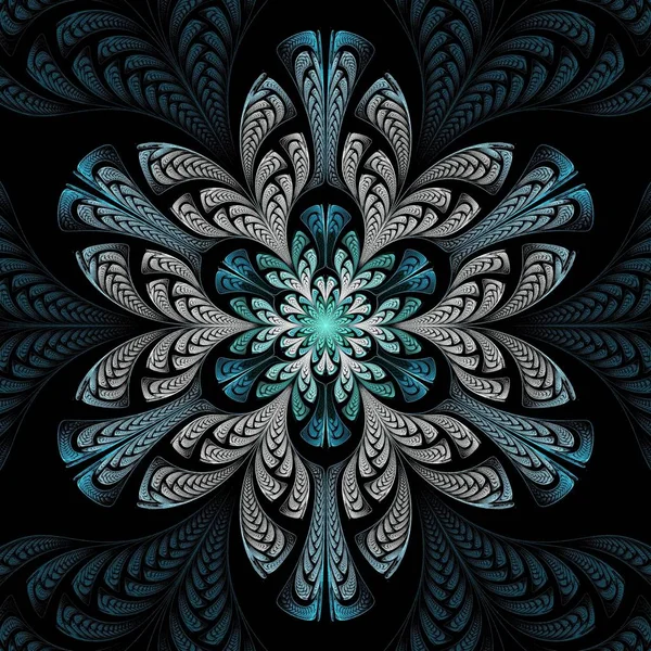 Krásné Symetrických Fraktálů Mandala Květina Nebo Motýl Digitální Kresba Pro — Stock fotografie