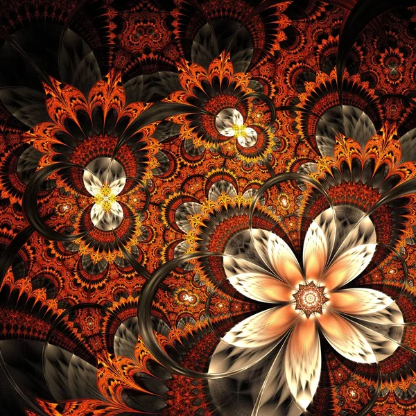 Hermosa Flor Fractal Simétrica Mariposa Obra Arte Digital Para Diseño —  Fotos de Stock