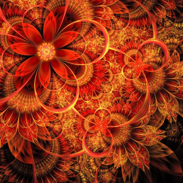 Güzel Simetrik Fraktal Çiçek Kelebek Dijital Sanat Yaratıcı Grafik Tasarım — Stok fotoğraf