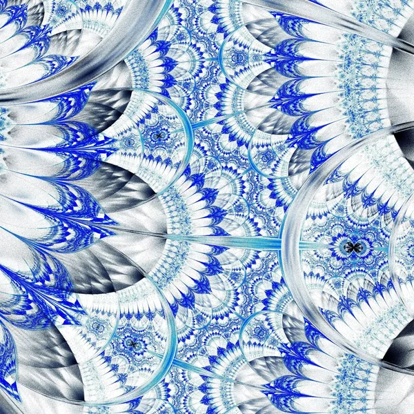 Krásné Symetrických Fraktálů Modrá Květina Nebo Motýl Digitální Kresba Pro — Stock fotografie