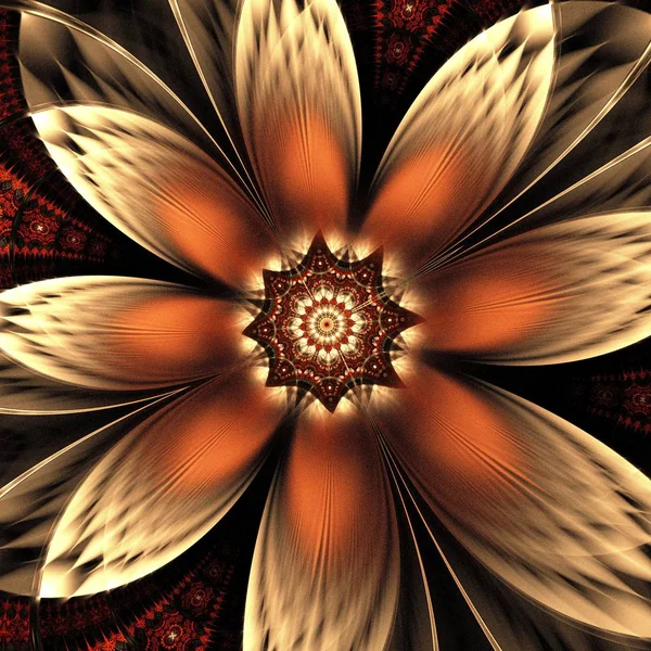 Hermoso Mandala Fractal Simétrico Flor Mariposa Obra Arte Digital Para —  Fotos de Stock