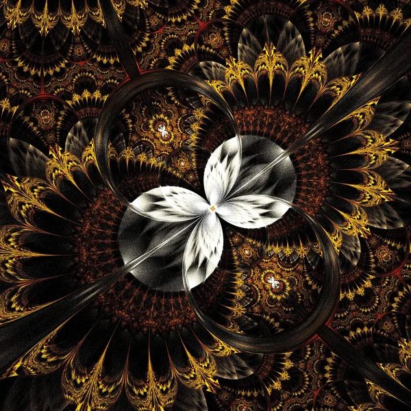 Hermosa Flor Fractal Mariposa Obra Arte Digital Para Diseño Gráfico — Foto de Stock