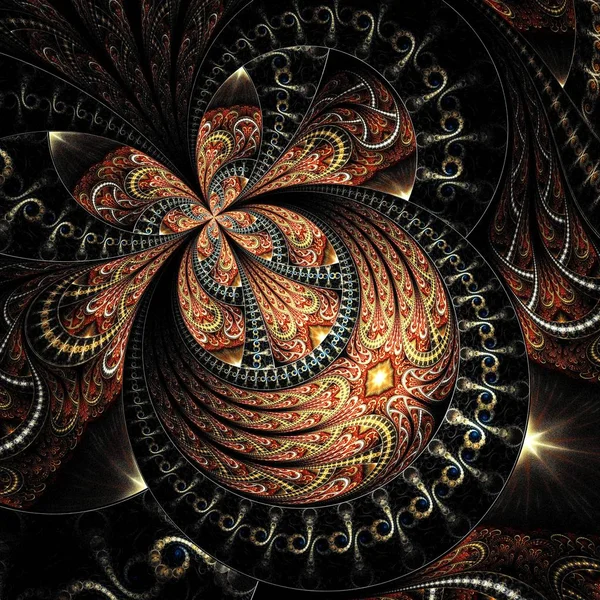 Krásné Symetrické Fraktální Květiny Nebo Motýl Digitální Kresba Pro Kreativní — Stock fotografie