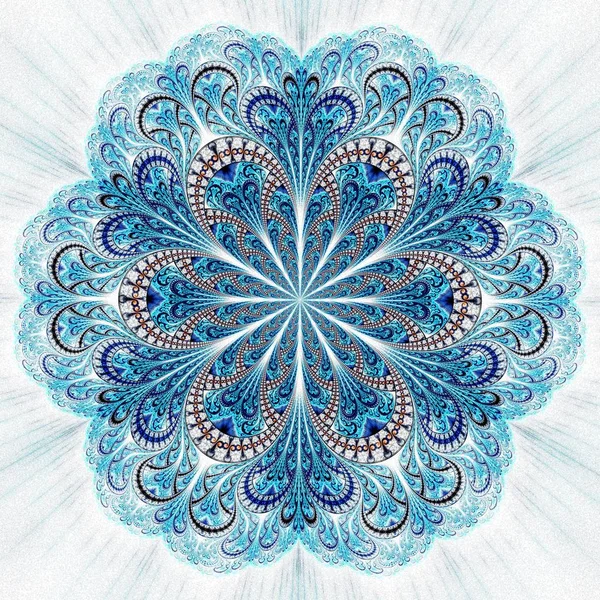 Bonito Fractal Simétrico Mandala Azul Flor Borboleta Arte Digital Para — Fotografia de Stock