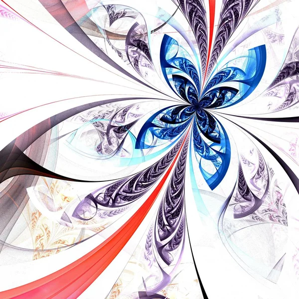 Güzel Simetrik Fraktal Çiçek Kelebek Dijital Sanat Yaratıcı Grafik Tasarım — Stok fotoğraf