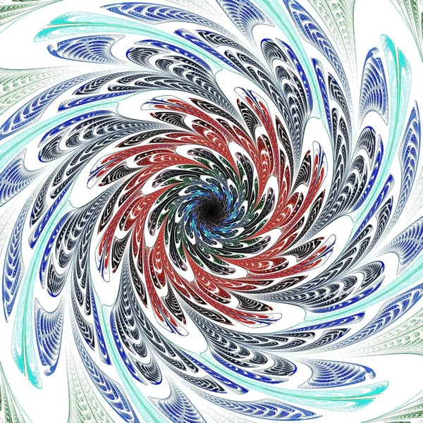 Abstract Symmetrical fractal tornado spiral galaxy blue, digital artwork for creative graphic design. Computer generated graphics.