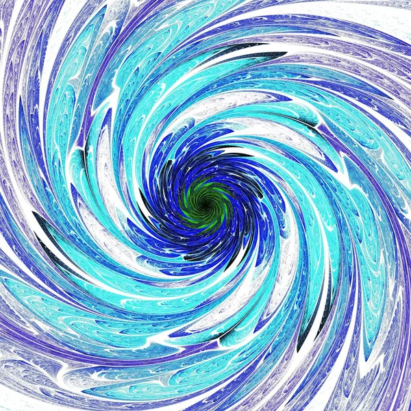 抽象对称分形旋风螺旋银河蓝色 数码艺术品为创意平面设计 背景白色 计算机生成的图形 — 图库照片